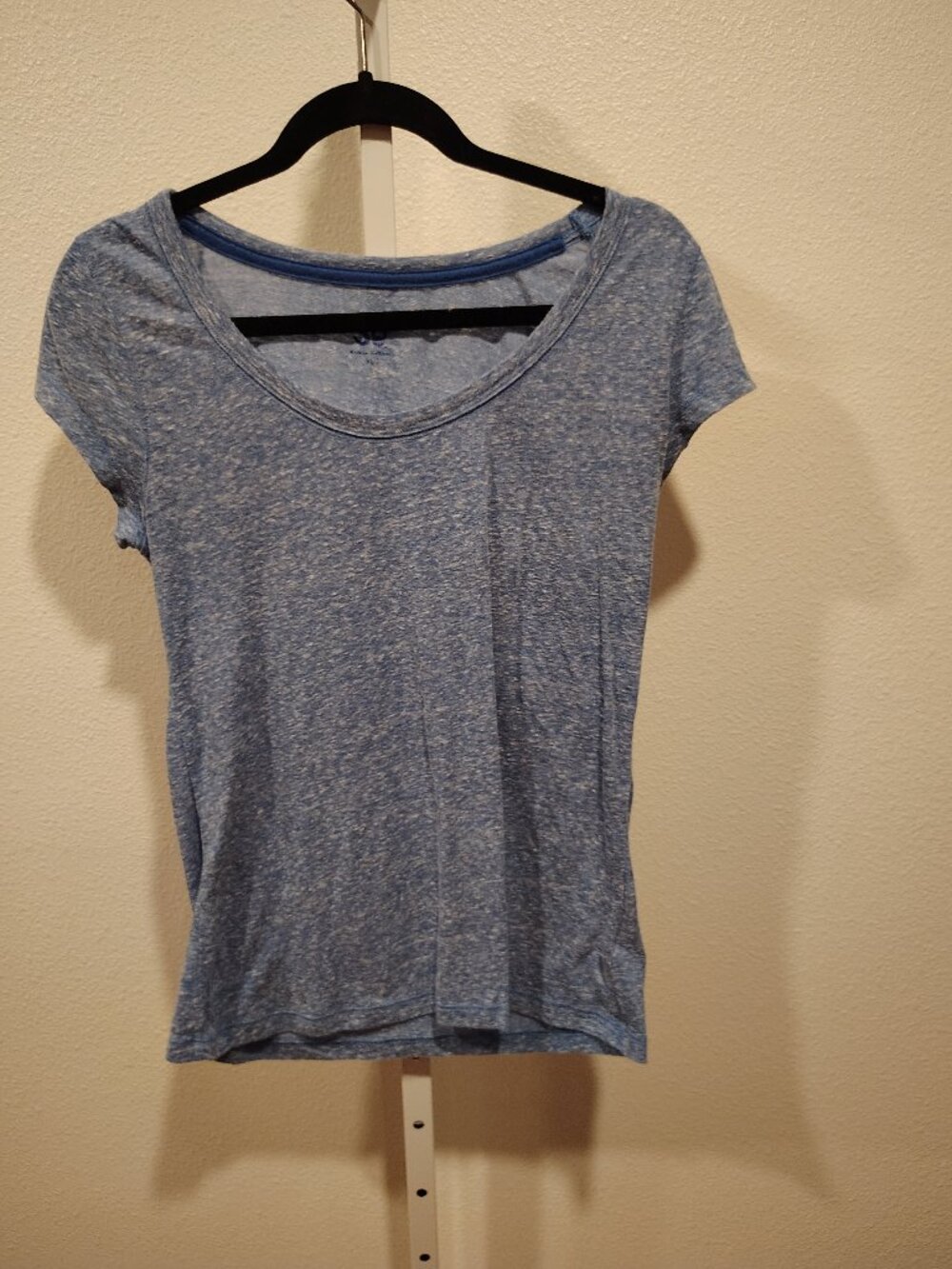 SO Junior's Short Sleeve Top Size XL Scoop Neck Heathered Blue Cotton Polyester